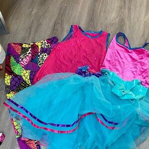 Vibrant Pink and Blue Kids Dance Costume